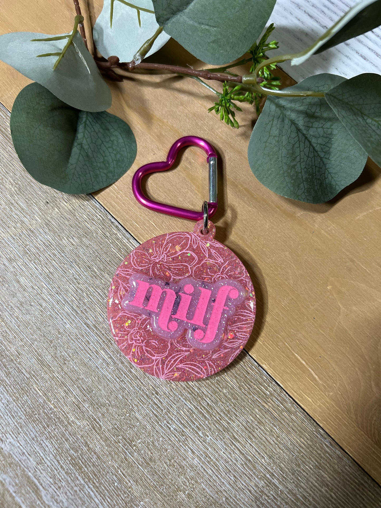Floral MILF Keychain