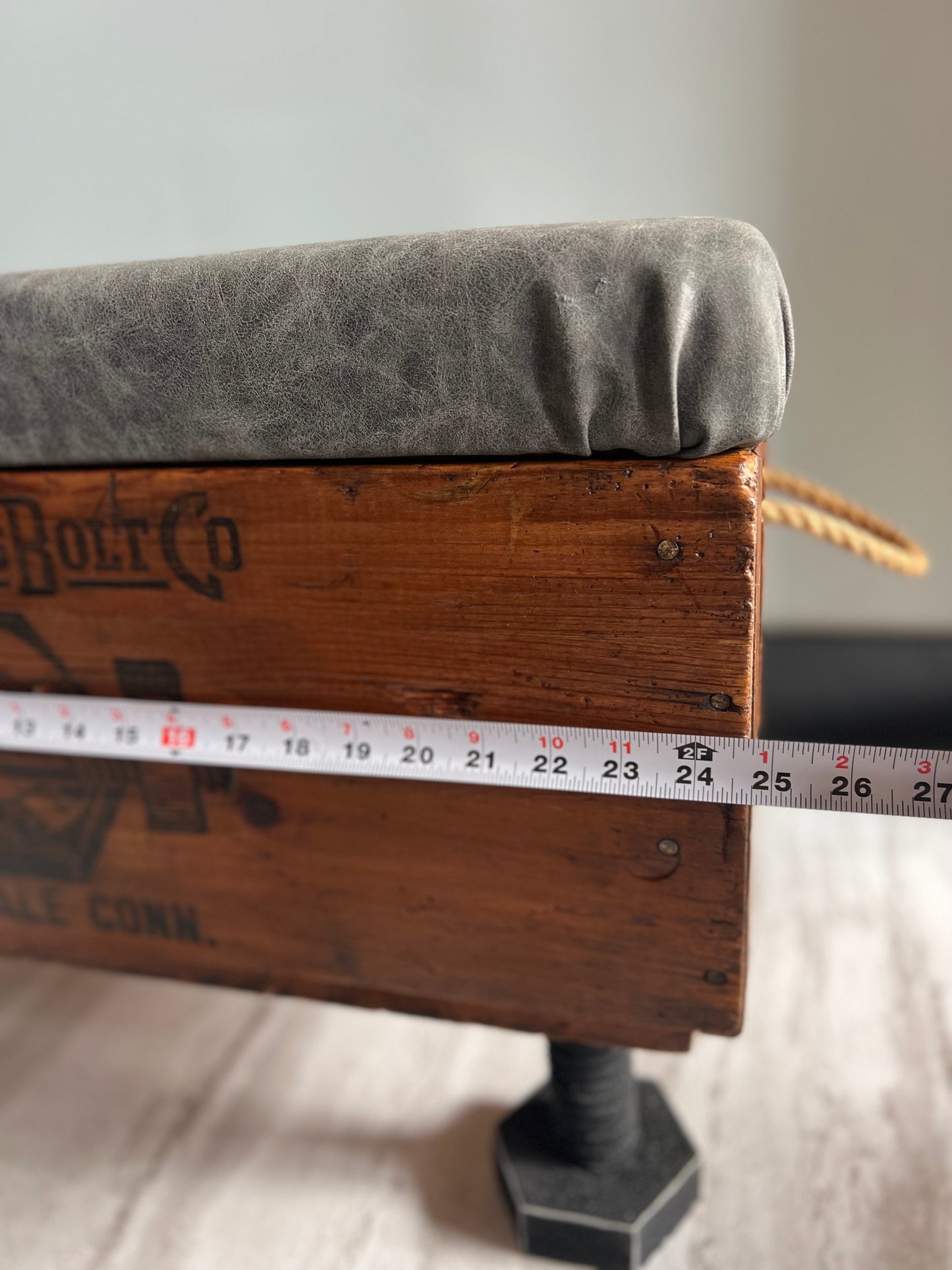 Antique Clark Bros Bolt Co Ottoman with Secret Storage