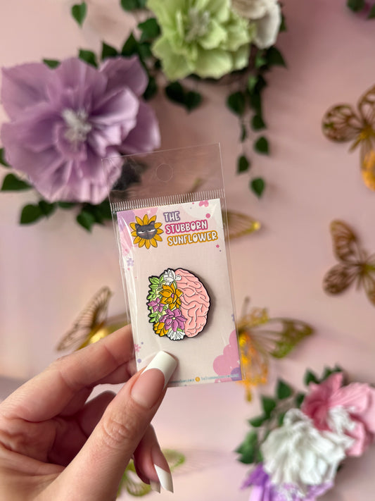 Mental Health Enamel Pin | Floral Brain