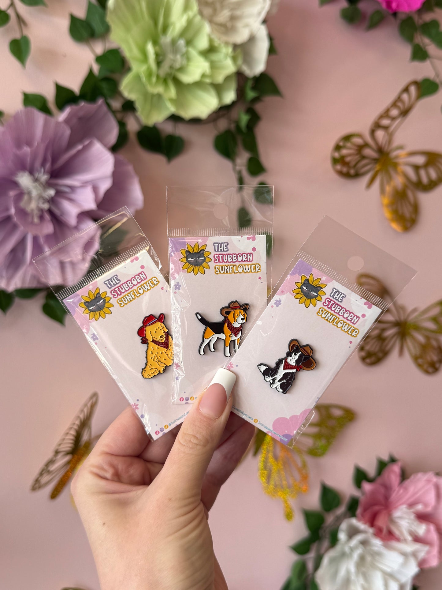 Cowboy Hat Dog Enamel Pins