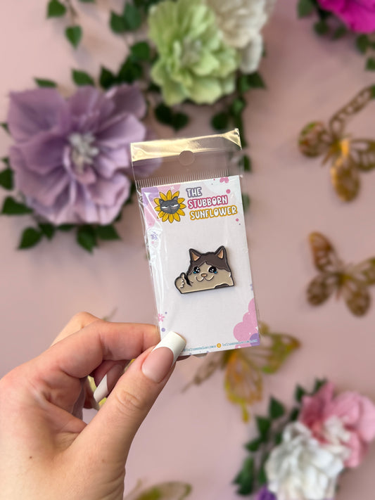 Crying Thumbs Up Cat Enamel Pin