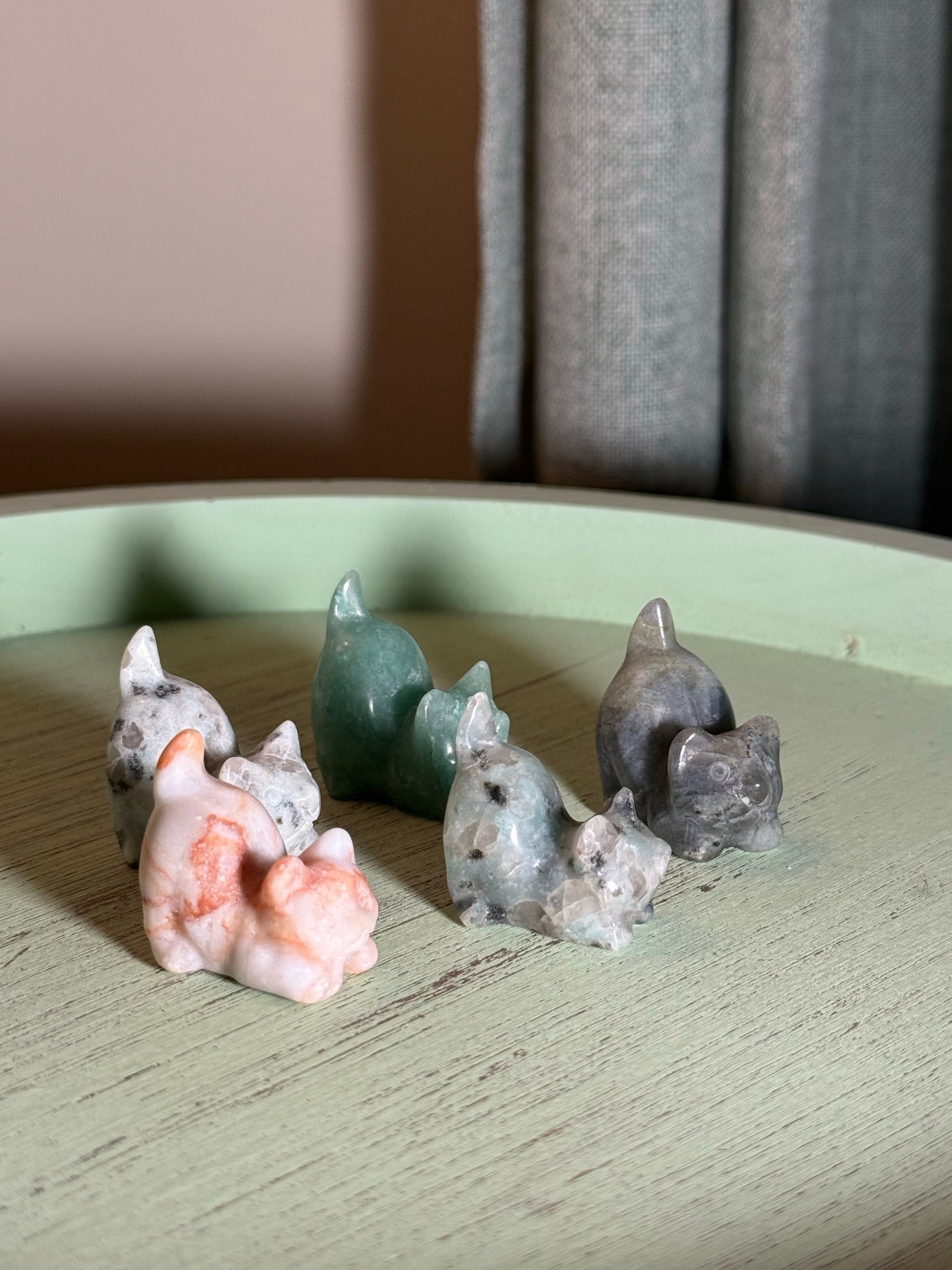 Pouncing Kitty Crystal Carvings