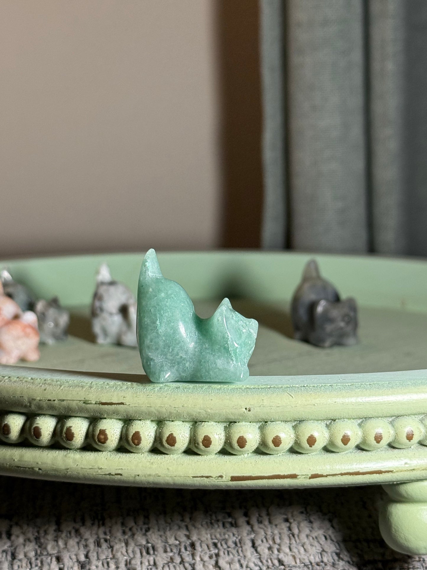 Pouncing Kitty Crystal Carvings