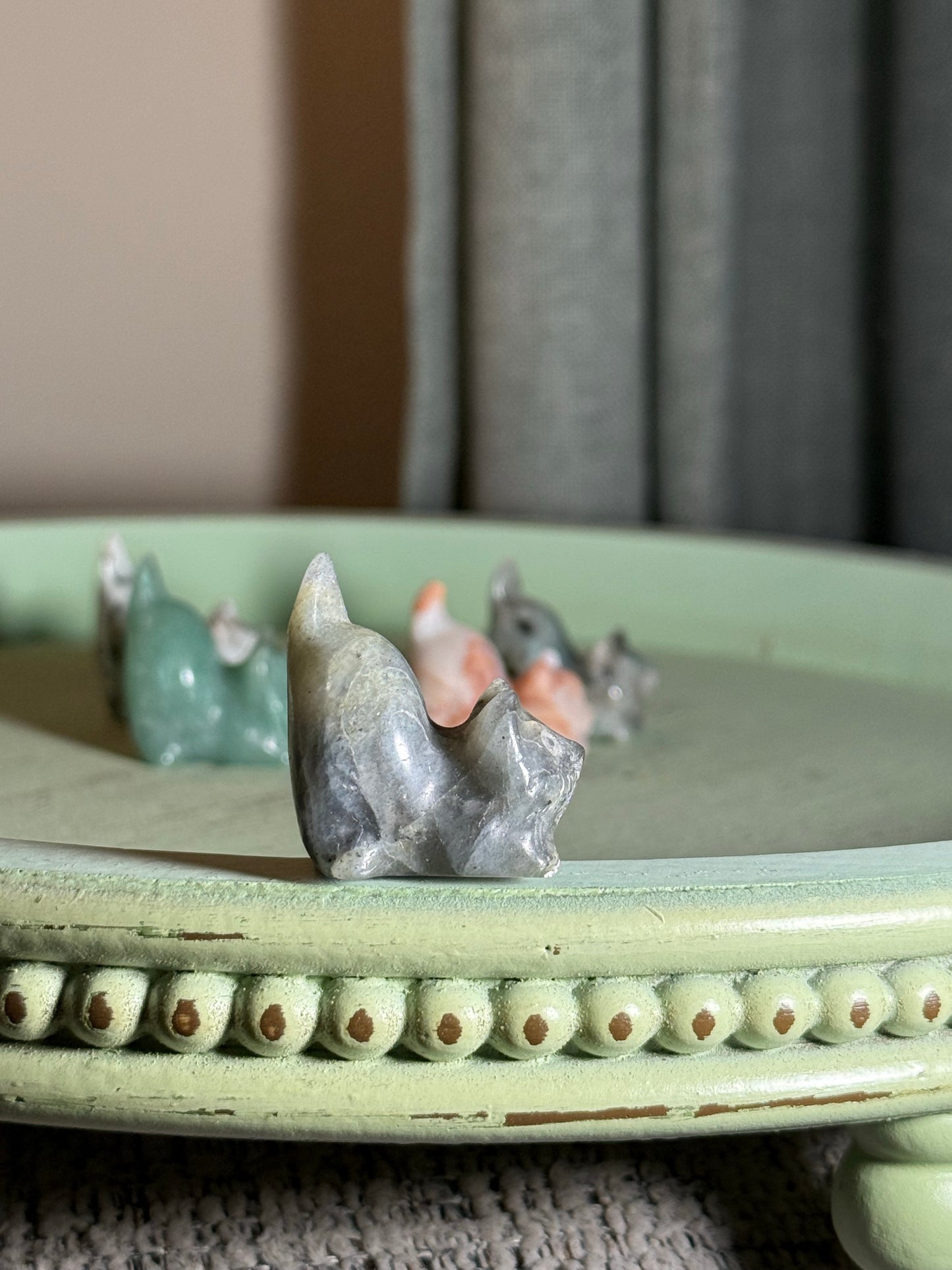 Pouncing Kitty Crystal Carvings