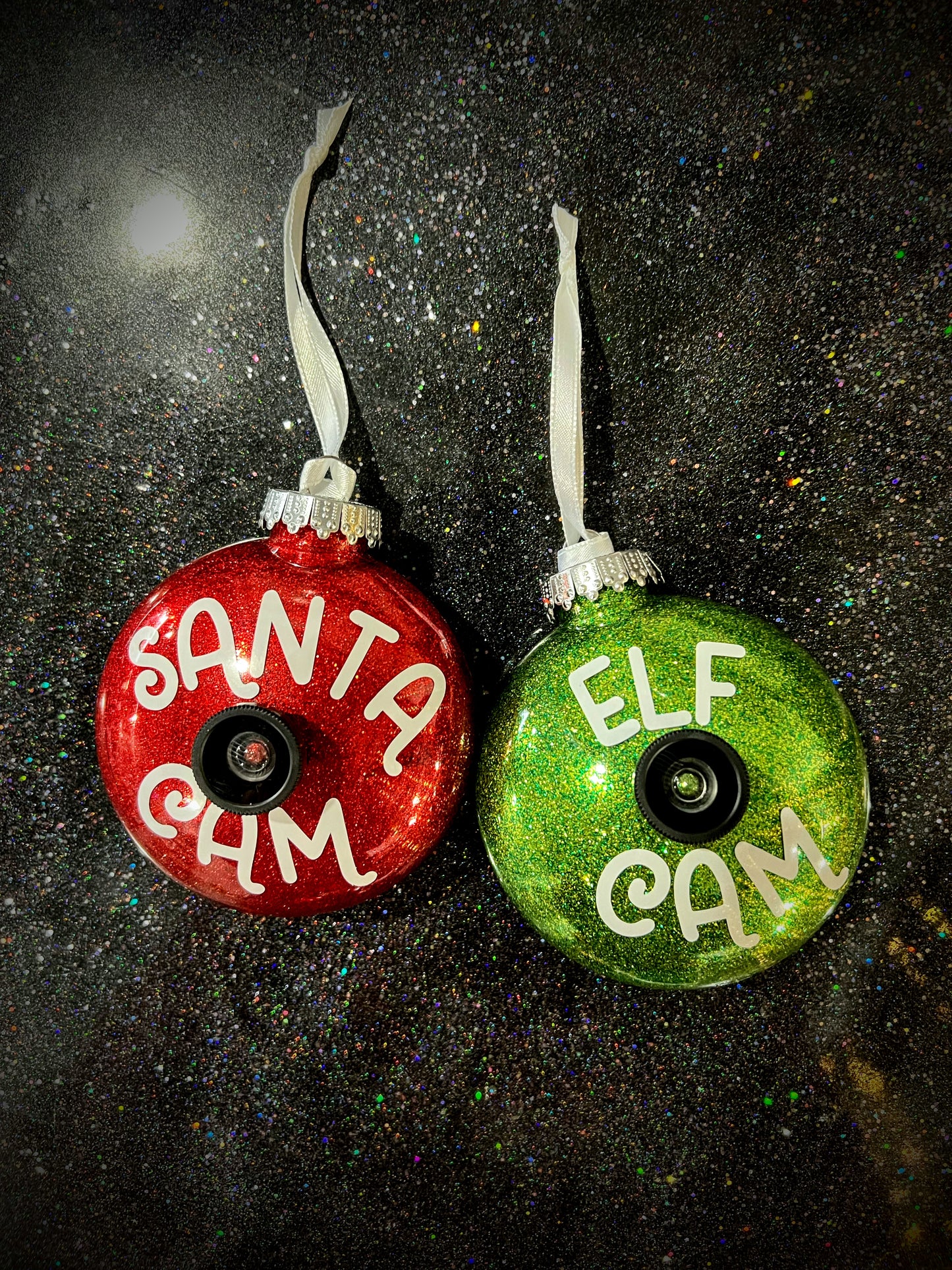 Santa and  Elf Cam Ornaments
