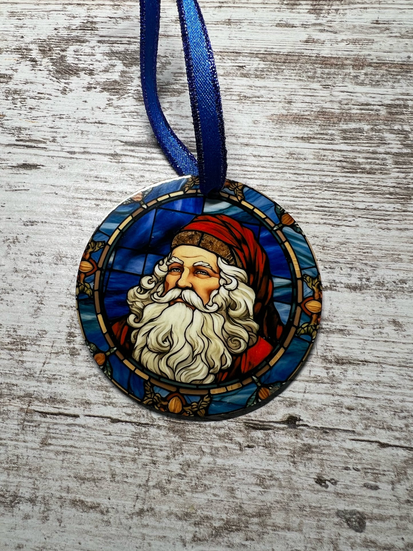 Santa Stained Glass Ornament
