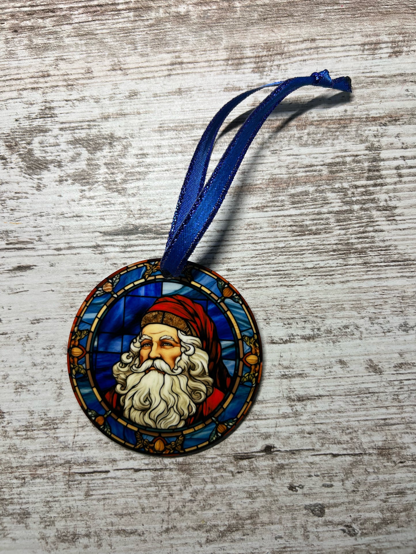 Santa Stained Glass Ornament