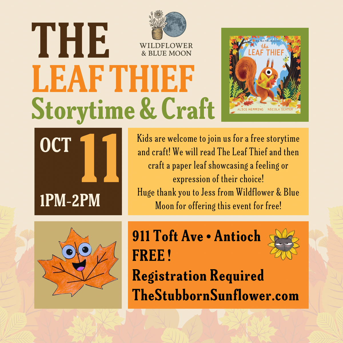 The Leaf Thief Storytime & Craft | 10/11 | 1-2PM