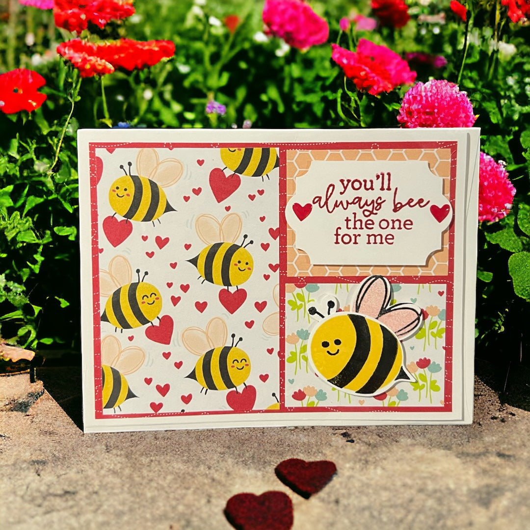 Handcrafted Greeting Card - Bee The One For Me Valentine