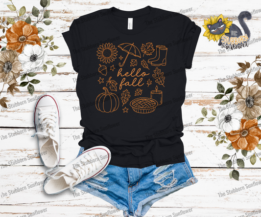 Hello Fall Linework T-Shirt