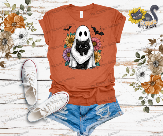 Sunflower Ghost Kitty T-Shirt