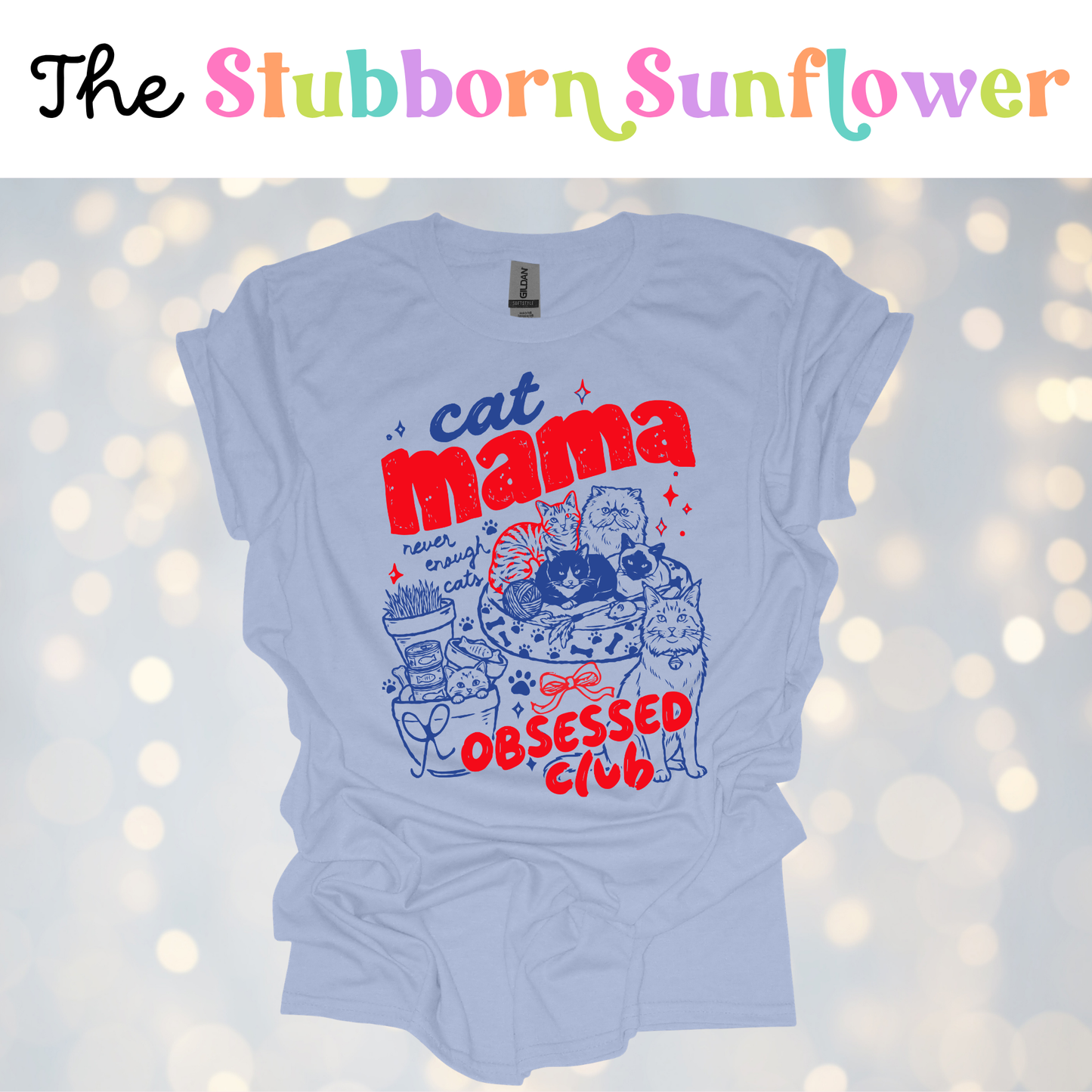 Cat Mama T-Shirt | Light Blue