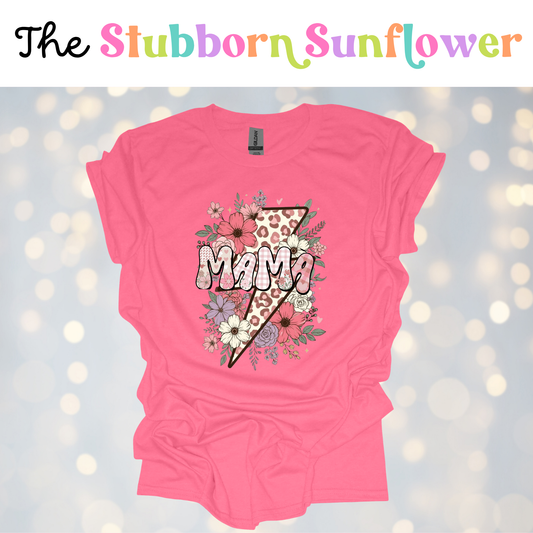 Floral Mama Lightning Bolt T-Shirt | Coral