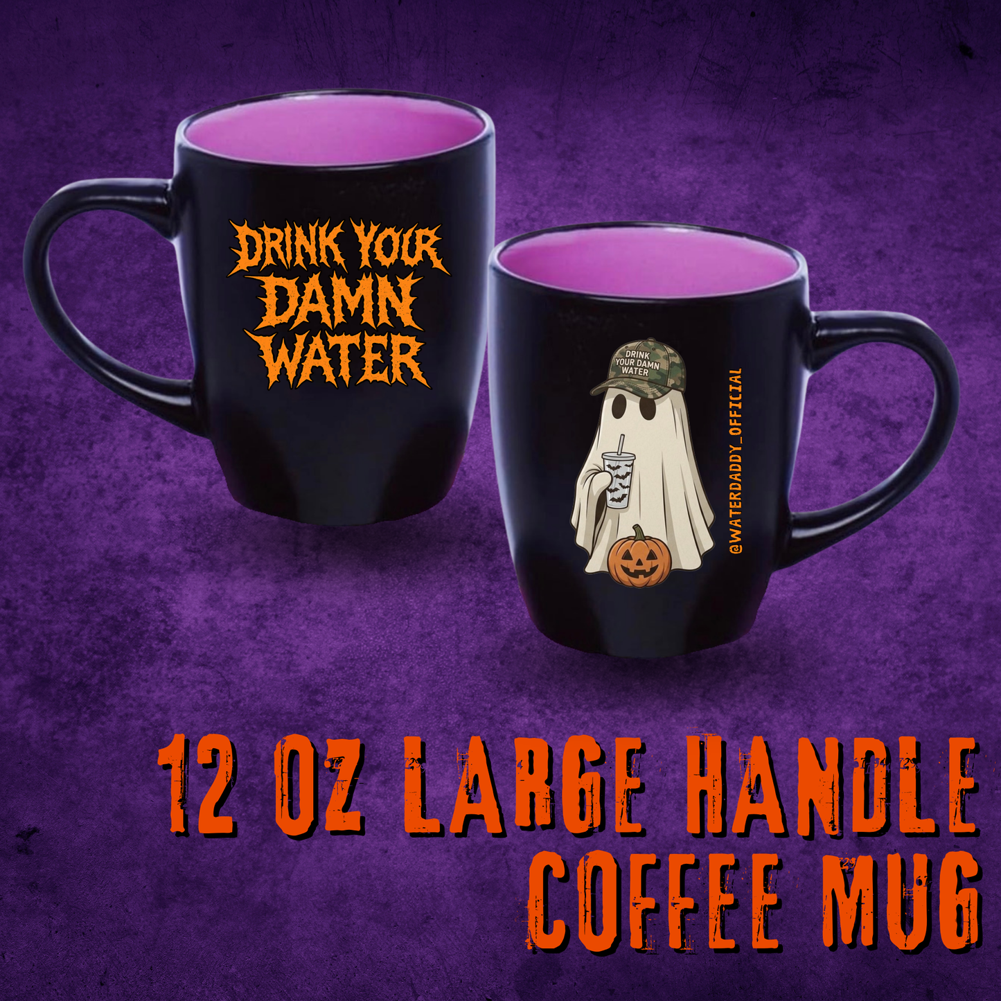 Drink Water Ghost 12oz Purple Coffee Mug