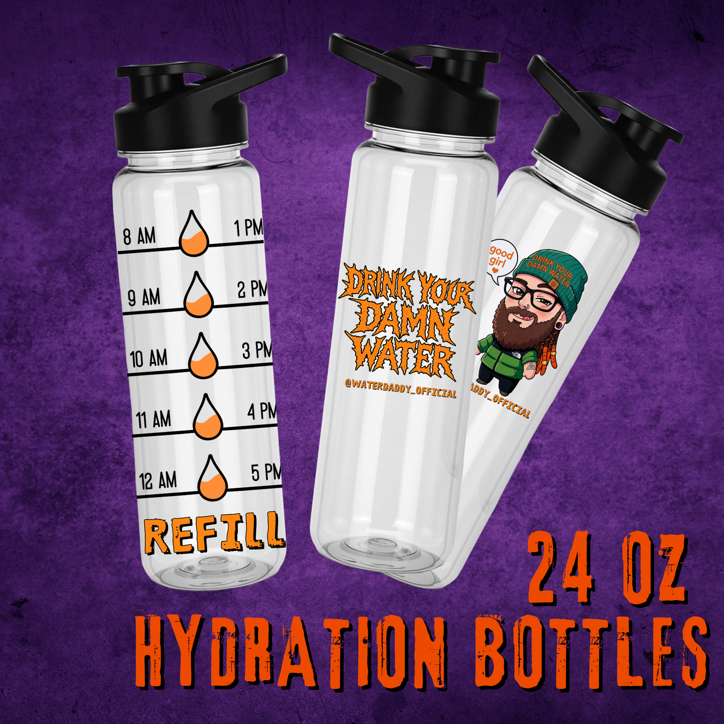 Water Daddy 24oz Hydration Bottle • Multiple Options