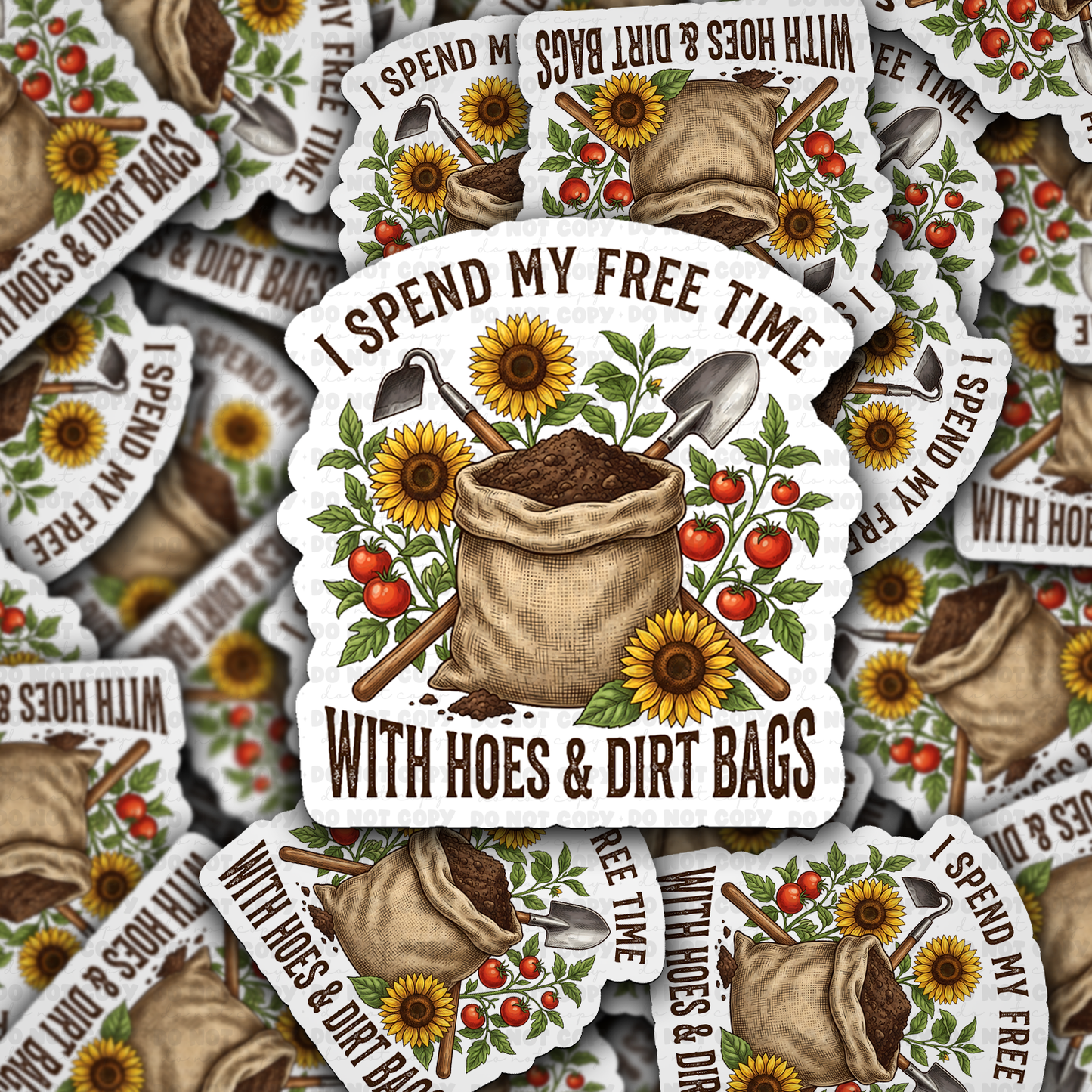 I Spend My Free Time Gardening Sticker