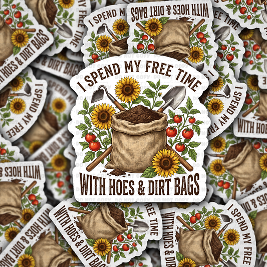 I Spend My Free Time Gardening Sticker