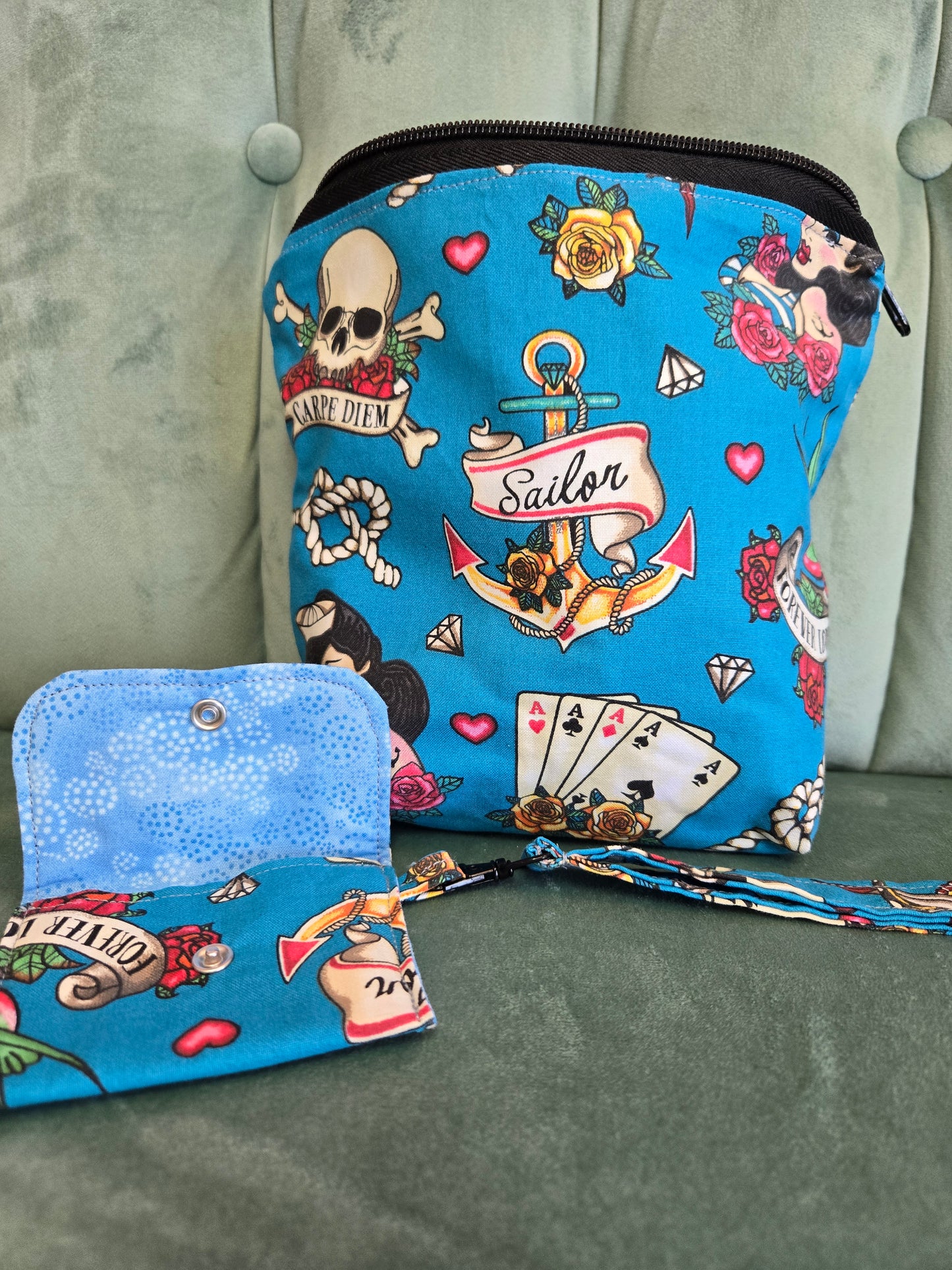 Three Piece Cosmetic Bag Set || Upcycled
