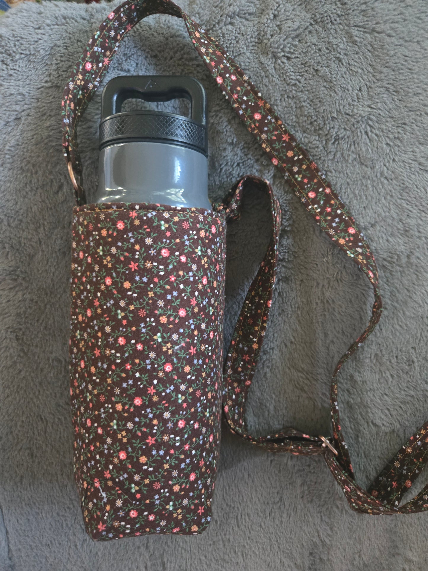 Crossbody Water Bottle Bag| Reclaimed Fabric | Upcycled Handmade