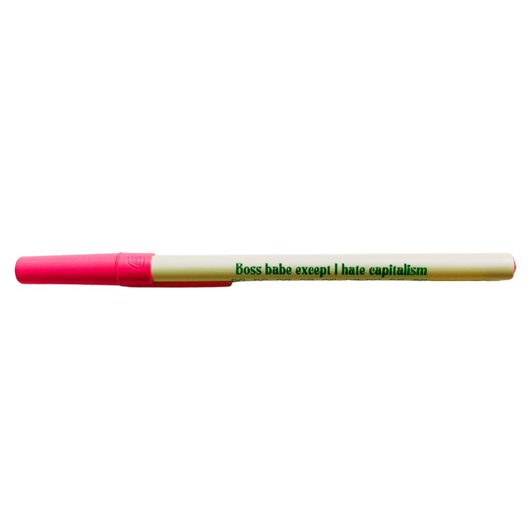 Boss Babe Except I Hate Capitalism Ballpoint Pen in Cream