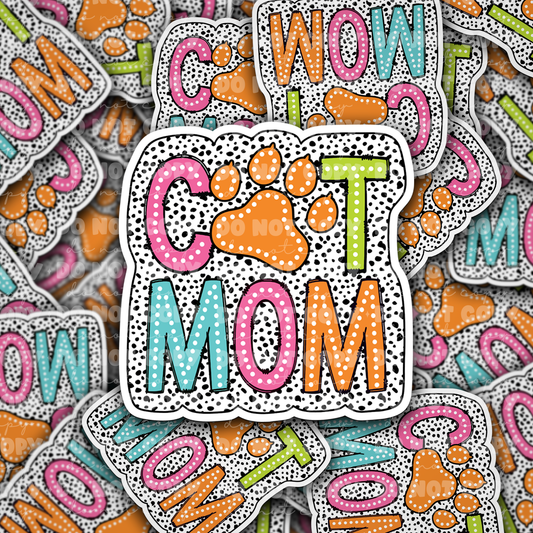 Cat Mom Polka Dot Sticker