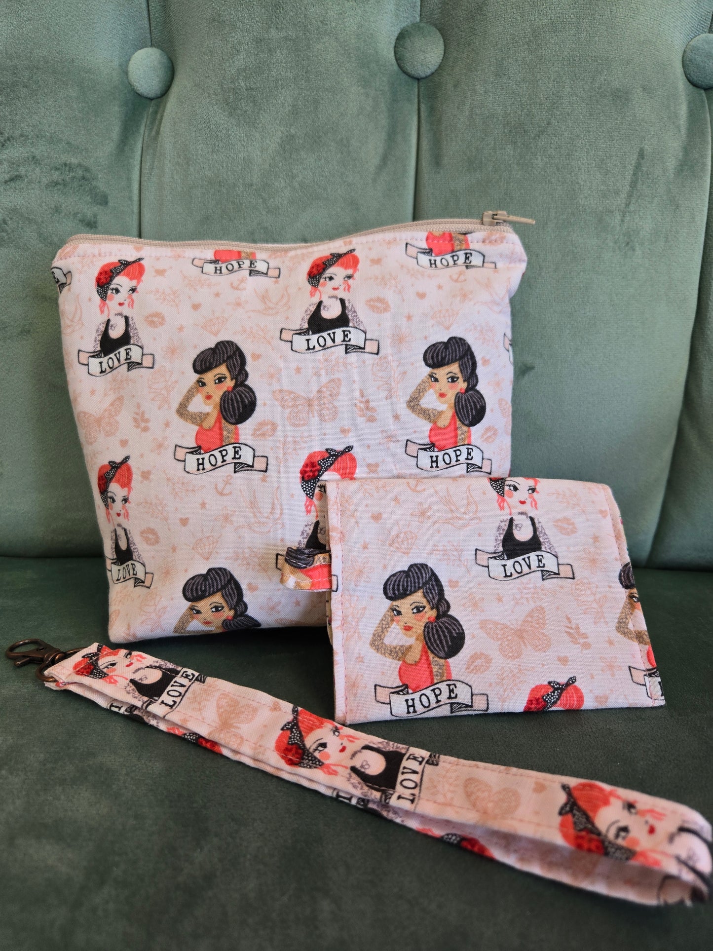 Three Piece Cosmetic Bag Set || Upcycled