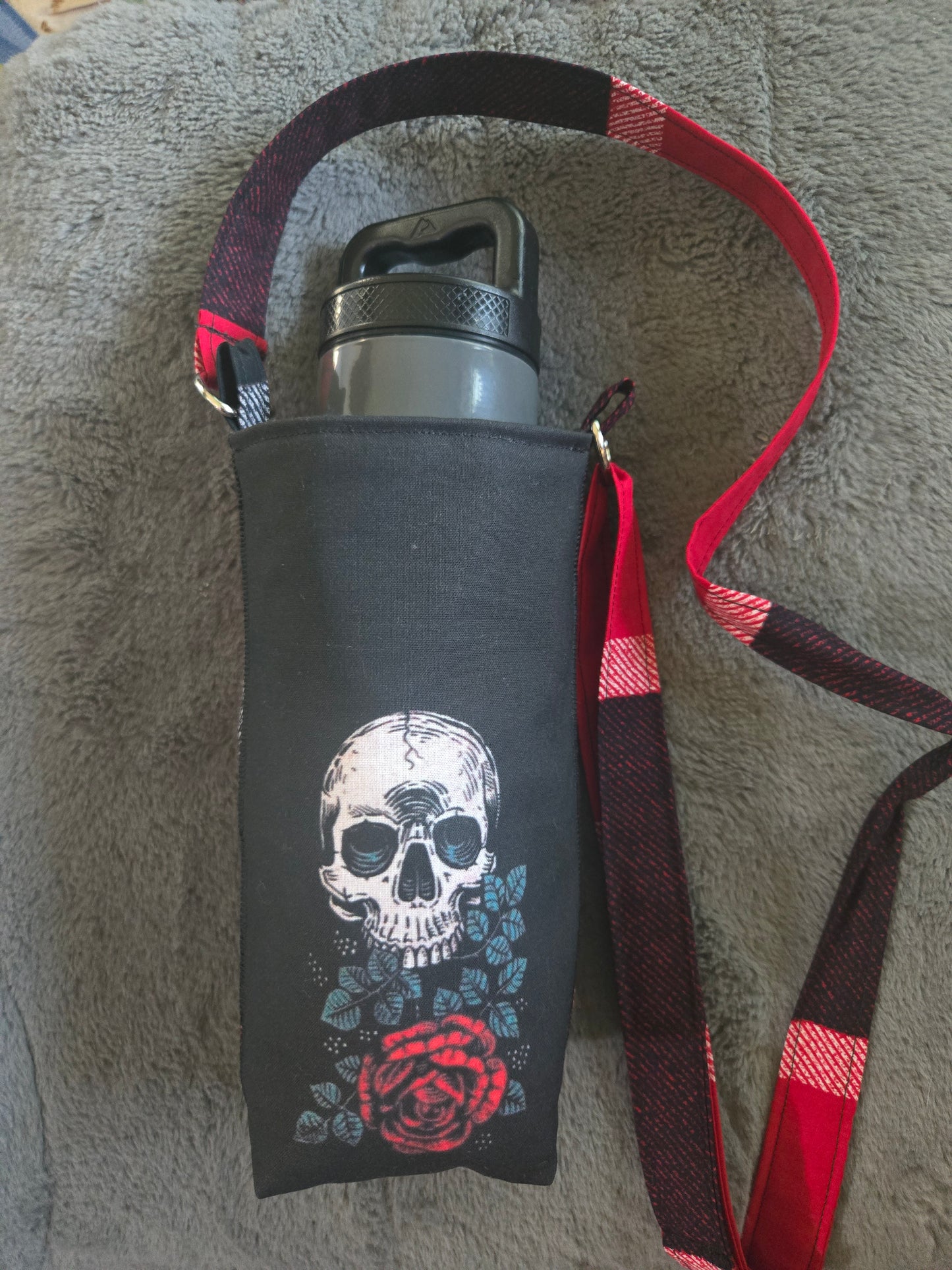 Crossbody Water Bottle Bag| Reclaimed Fabric | Upcycled Handmade