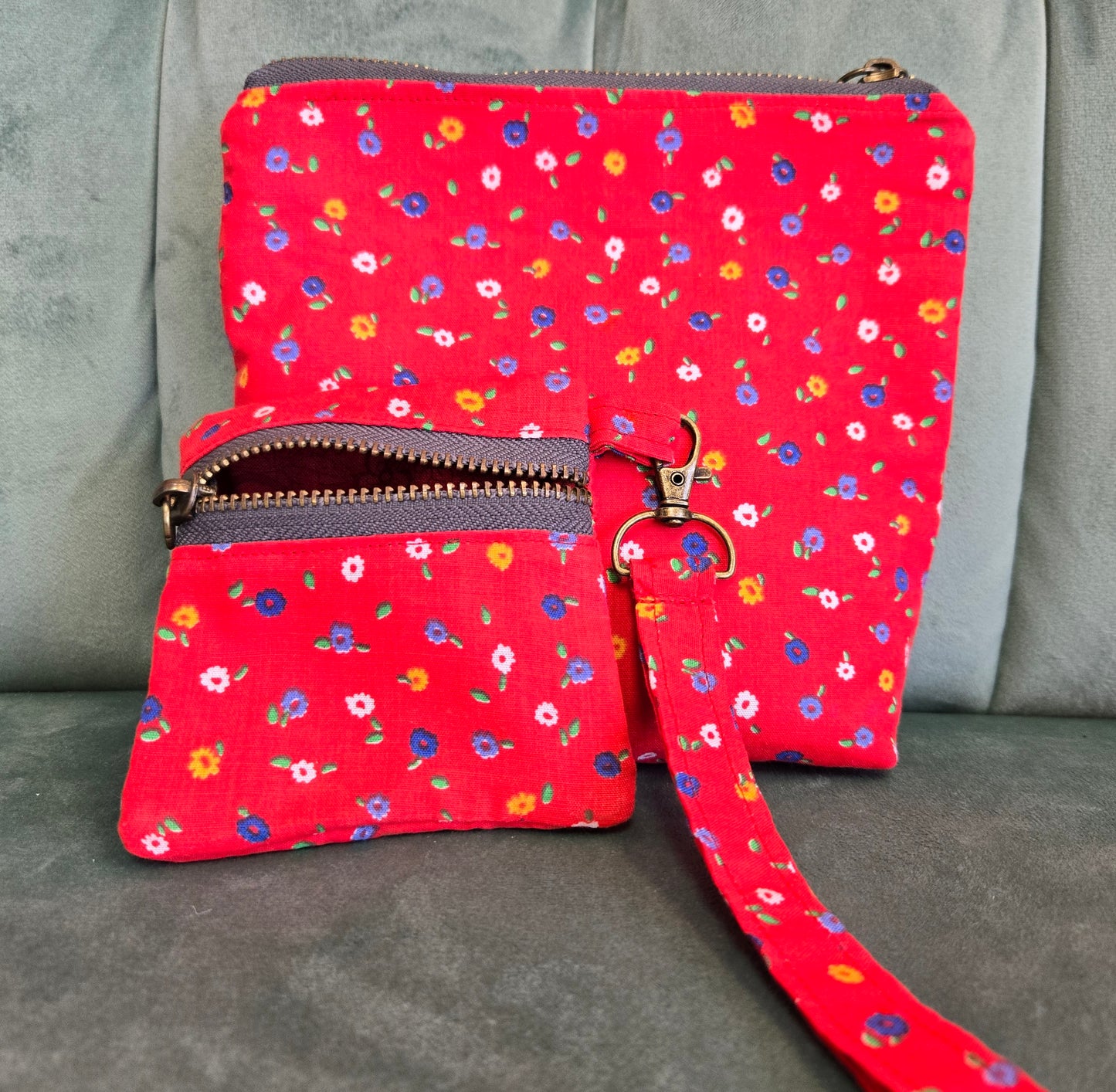 Three Piece Cosmetic Bag Set || Upcycled